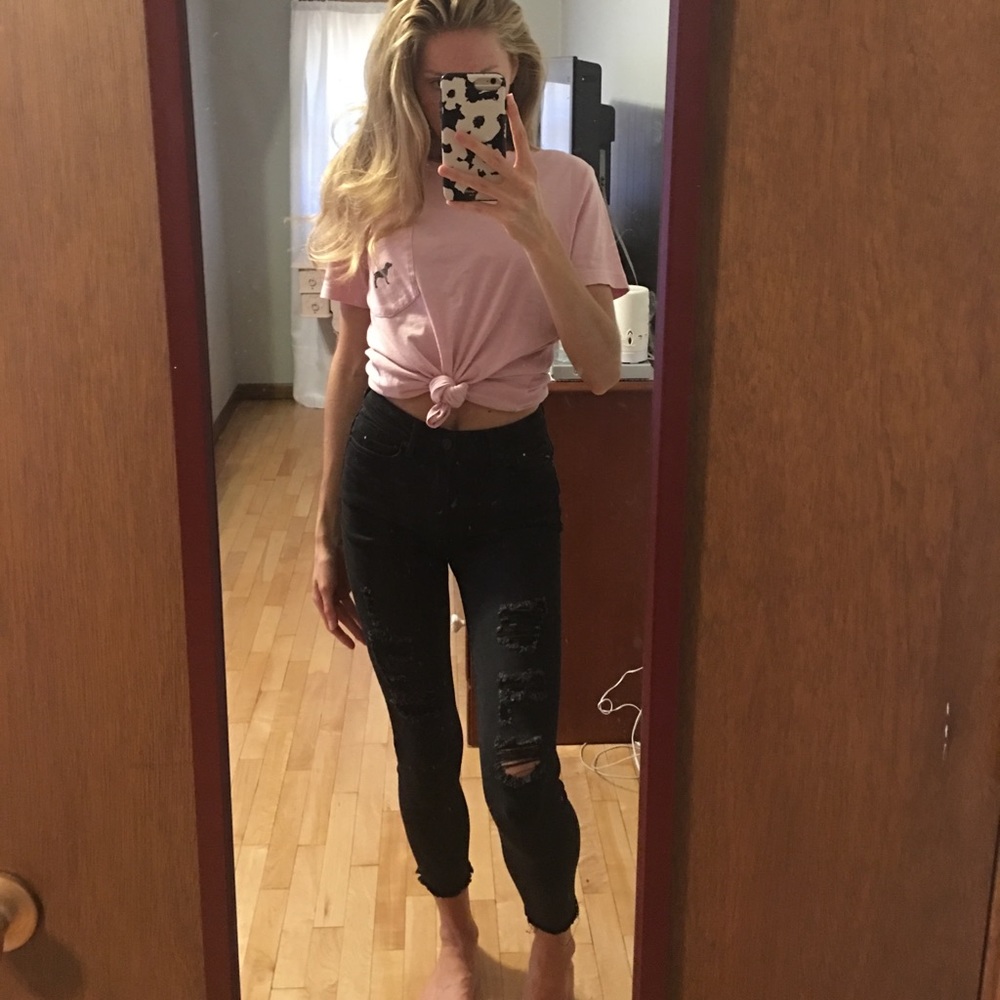 Kancan Highwaisted Distressed Black Jeans